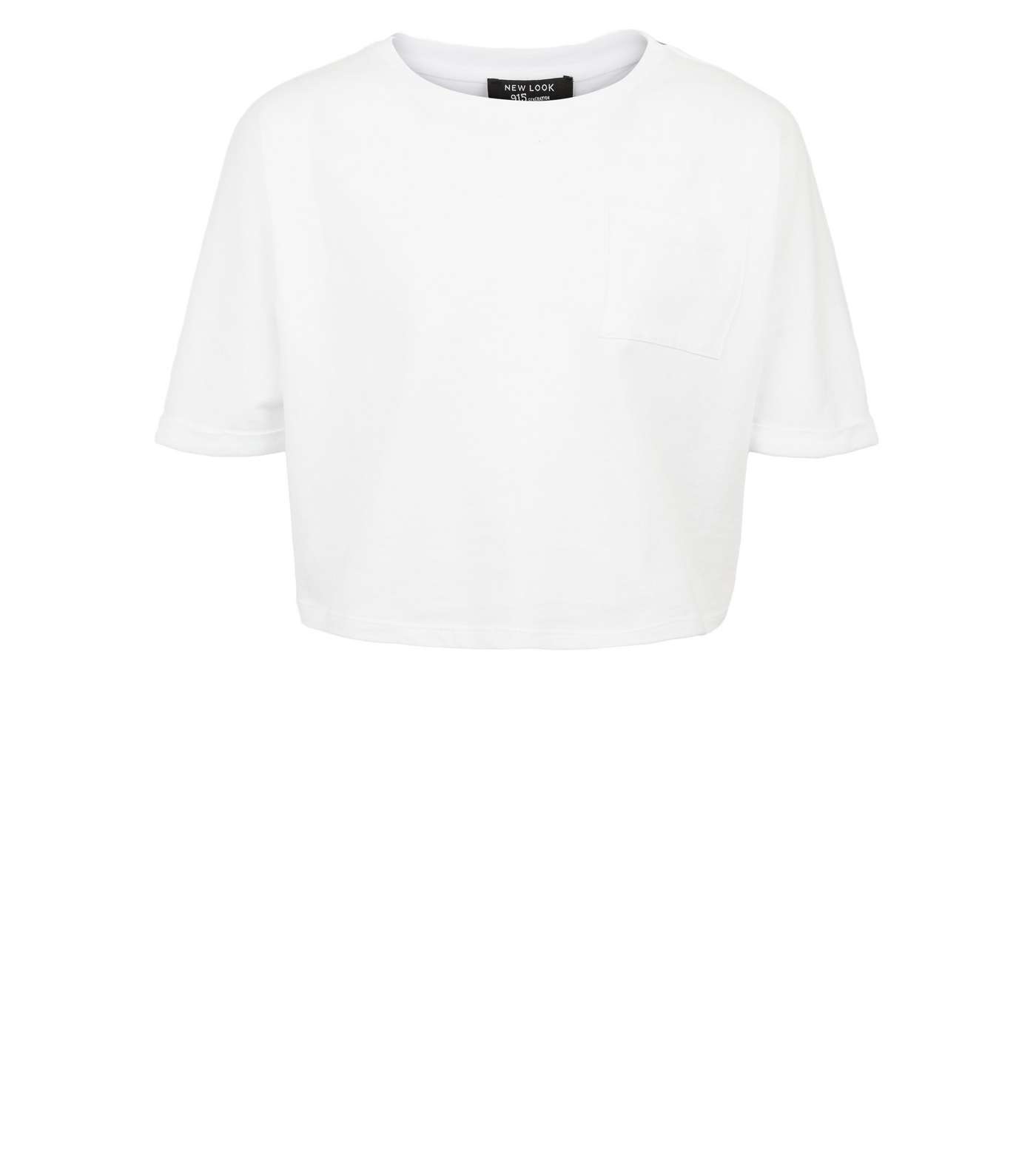 Girls White Pocket Front T-Shirt Image 4