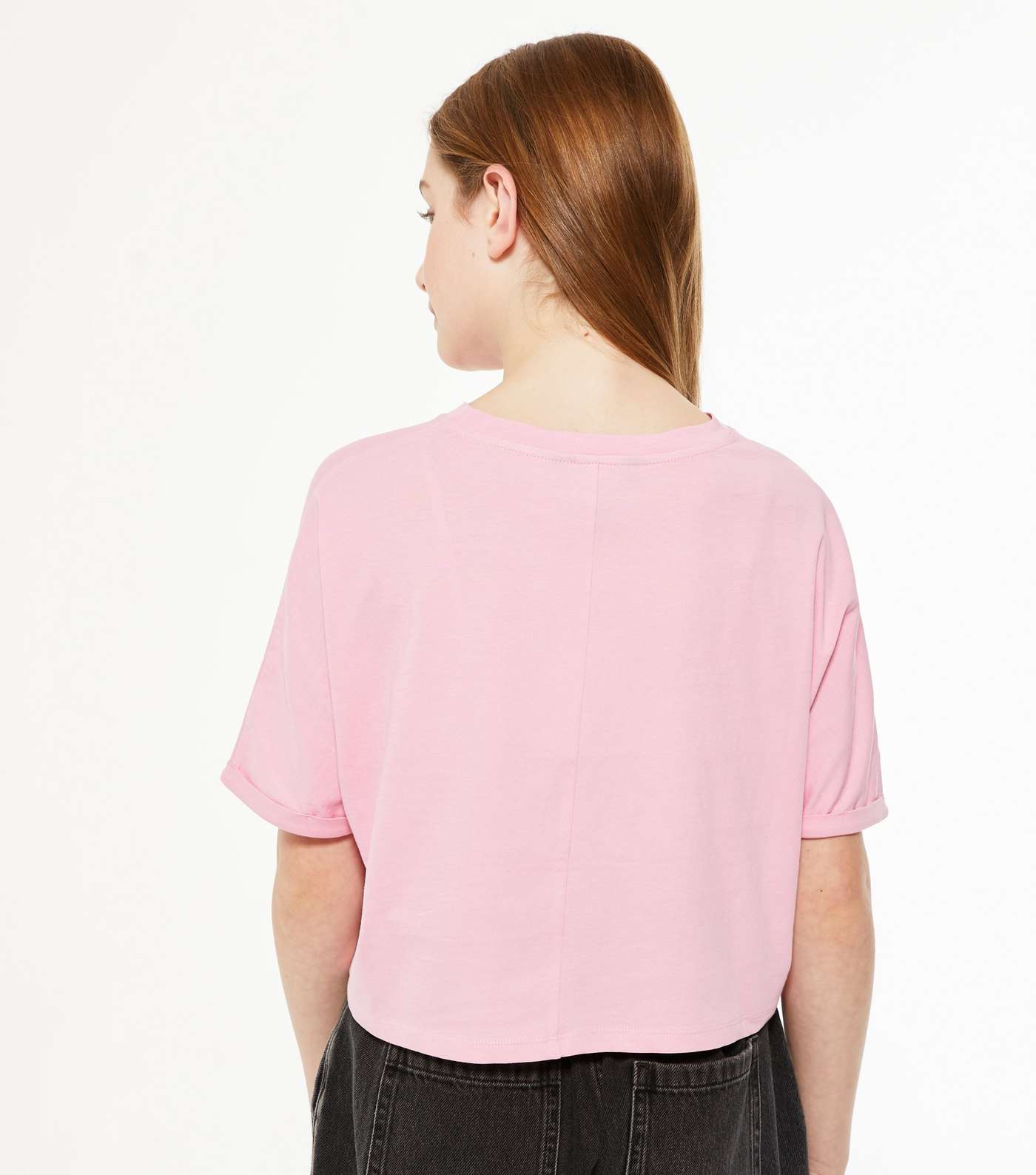 Girls Mid Pink Pocket Front T-Shirt Image 3
