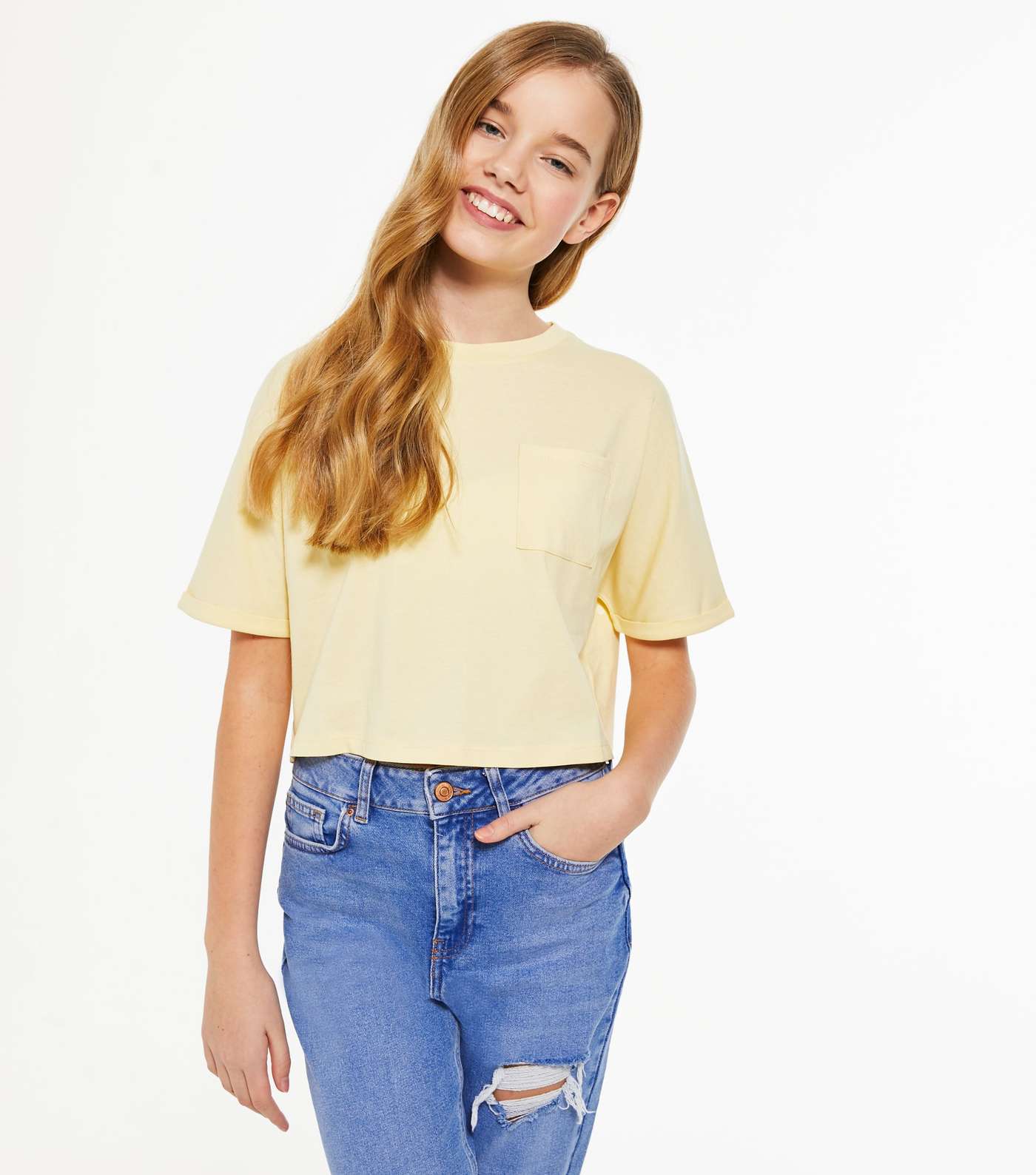 Girls Yellow Pocket Front T-Shirt