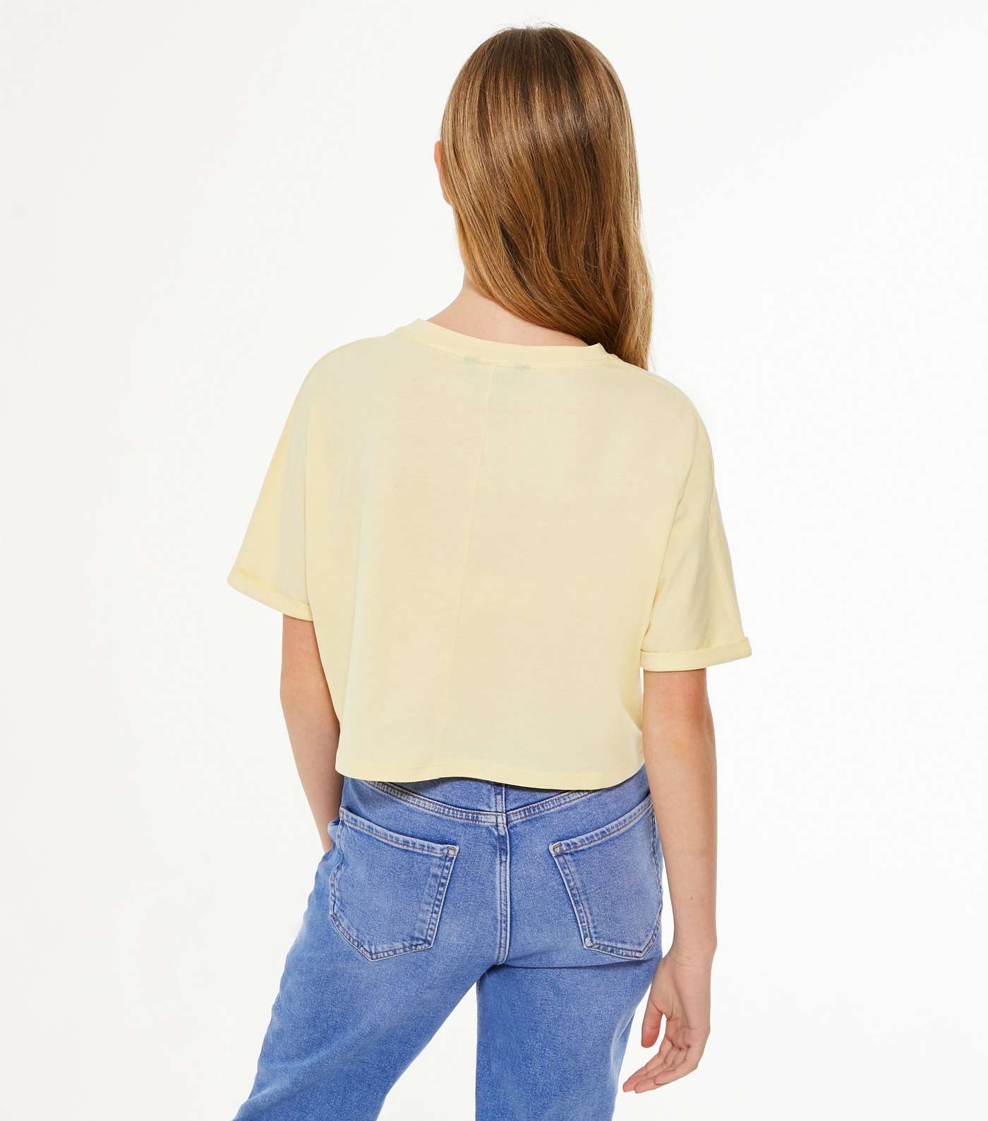 Girls Yellow Pocket Front T-Shirt Image 3