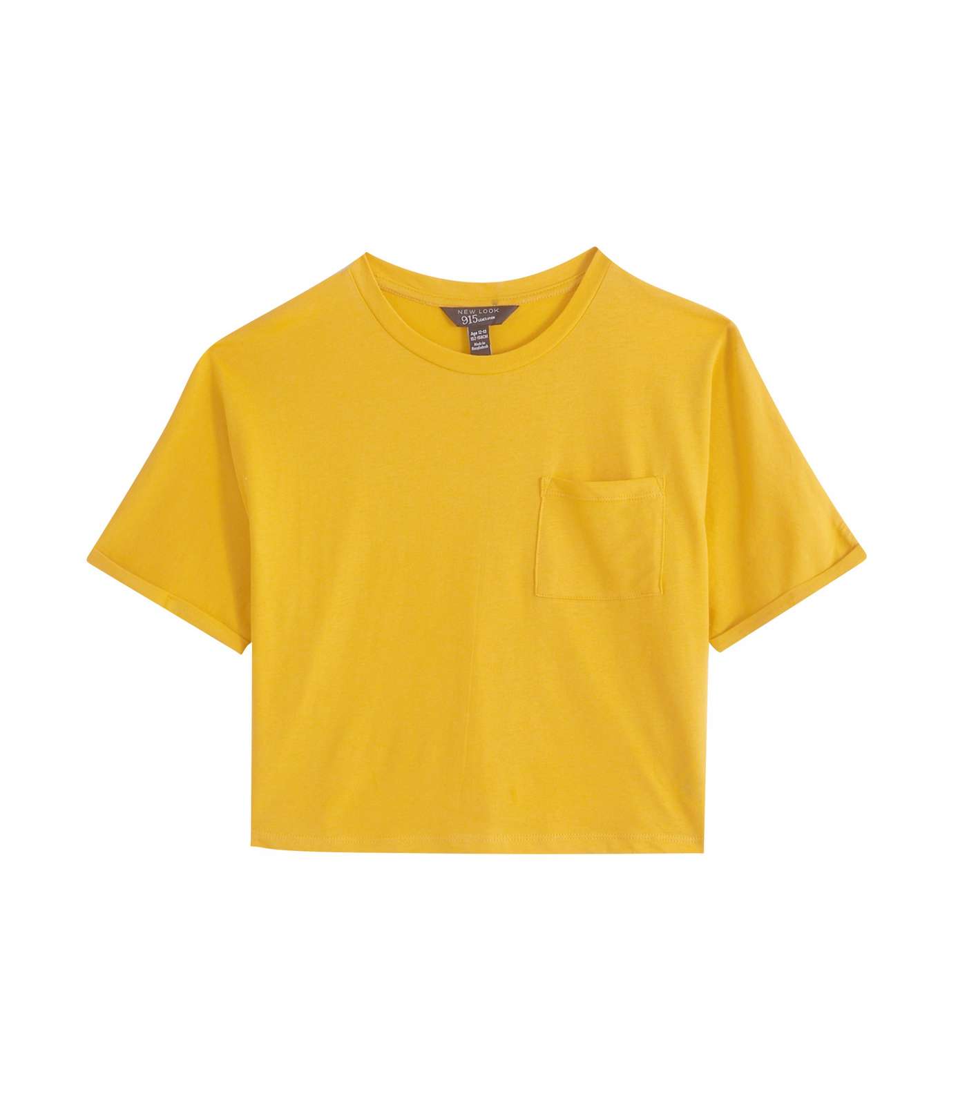 Girls Mustard Pocket Front T-Shirt