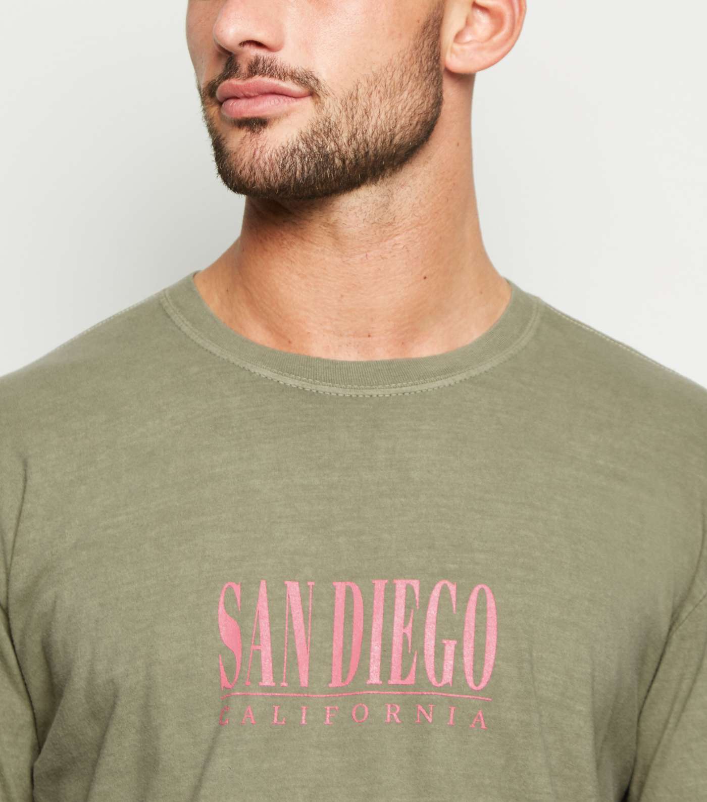 Khaki San Diego Slogan T-Shirt Image 5
