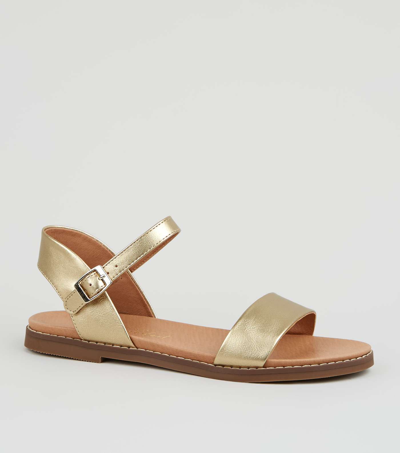 Gold Leather-Look Footbed Sandals