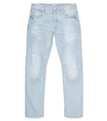 Image of Jack & Jones Pale Blue Light Wash Slim Leg Jeans New Look