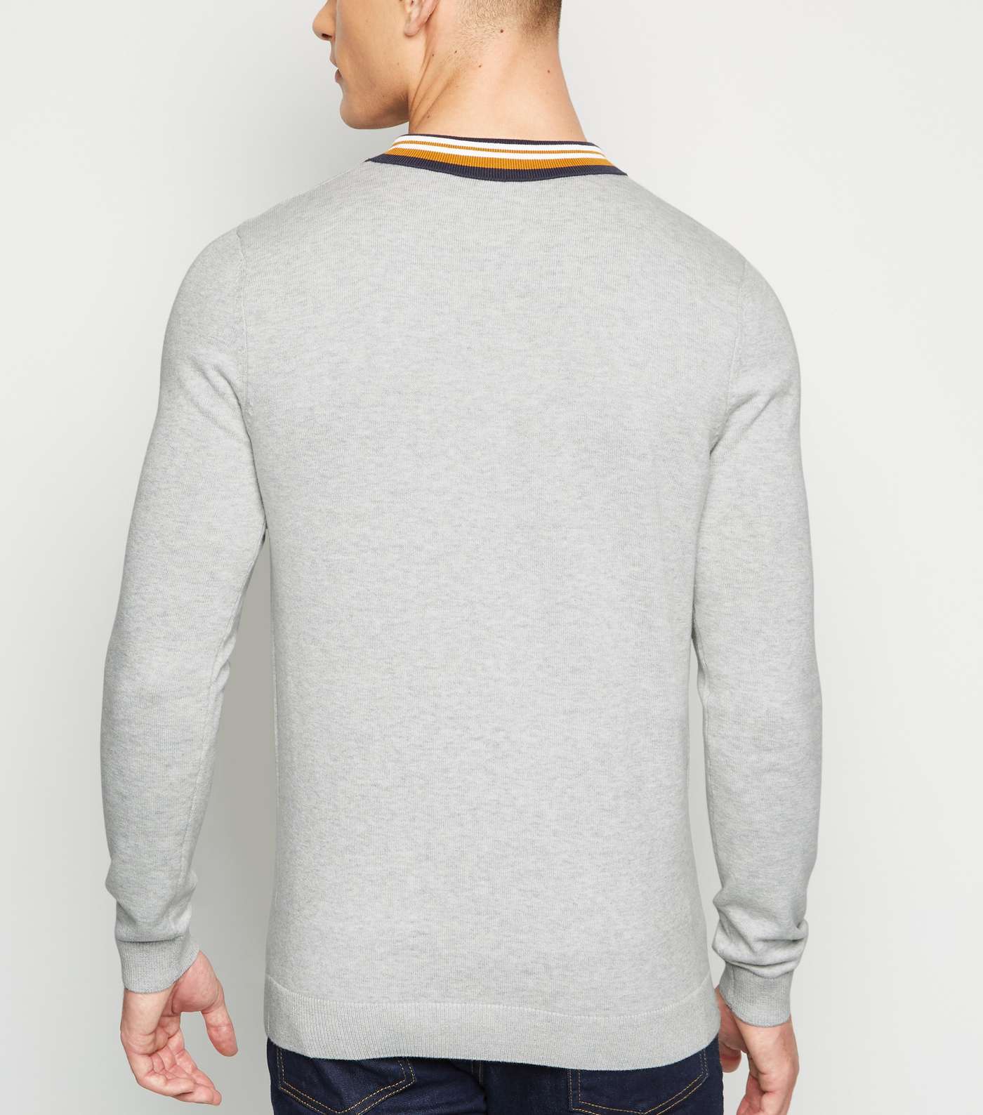 Grey Zip Collar Long Sleeve Polo Shirt Image 3