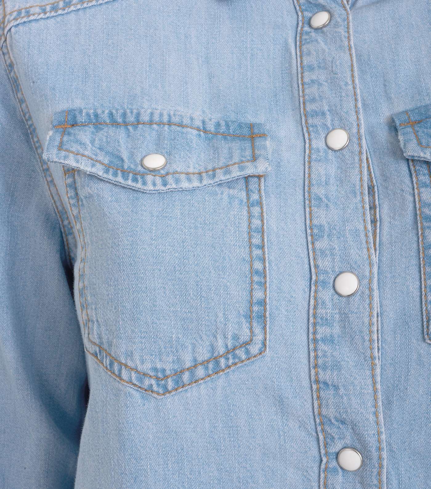 Pale Blue Denim Pocket Front Shirt  Image 3