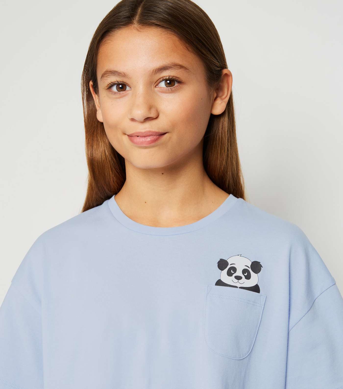 Girls Blue Panda Print Short Pyjama Set Image 5
