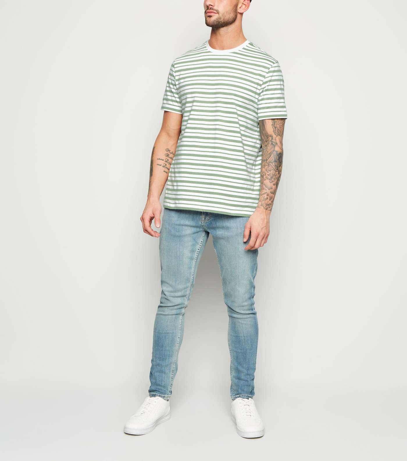 Olive Stripe Short Sleeve T-Shirt Image 2