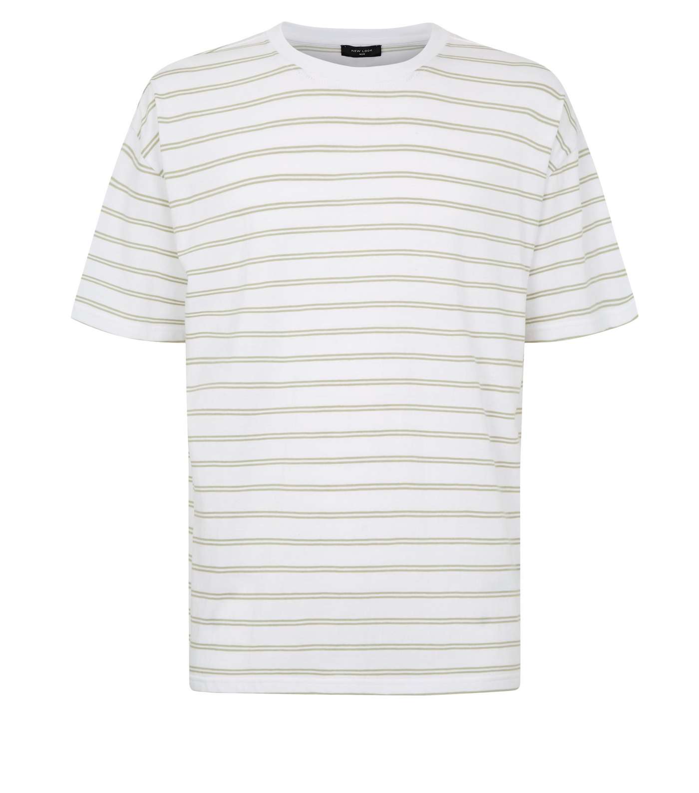 Olive Stripe Oversized Crew T-Shirt Image 4