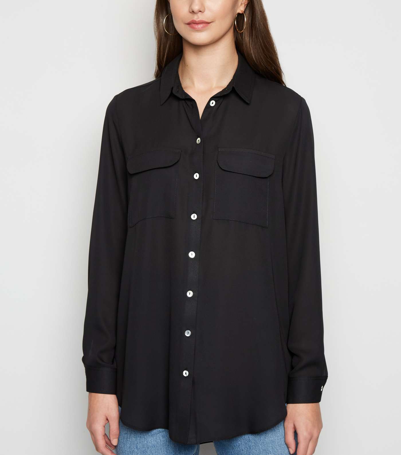 Black Utility Pocket Long Sleeve Shirt
