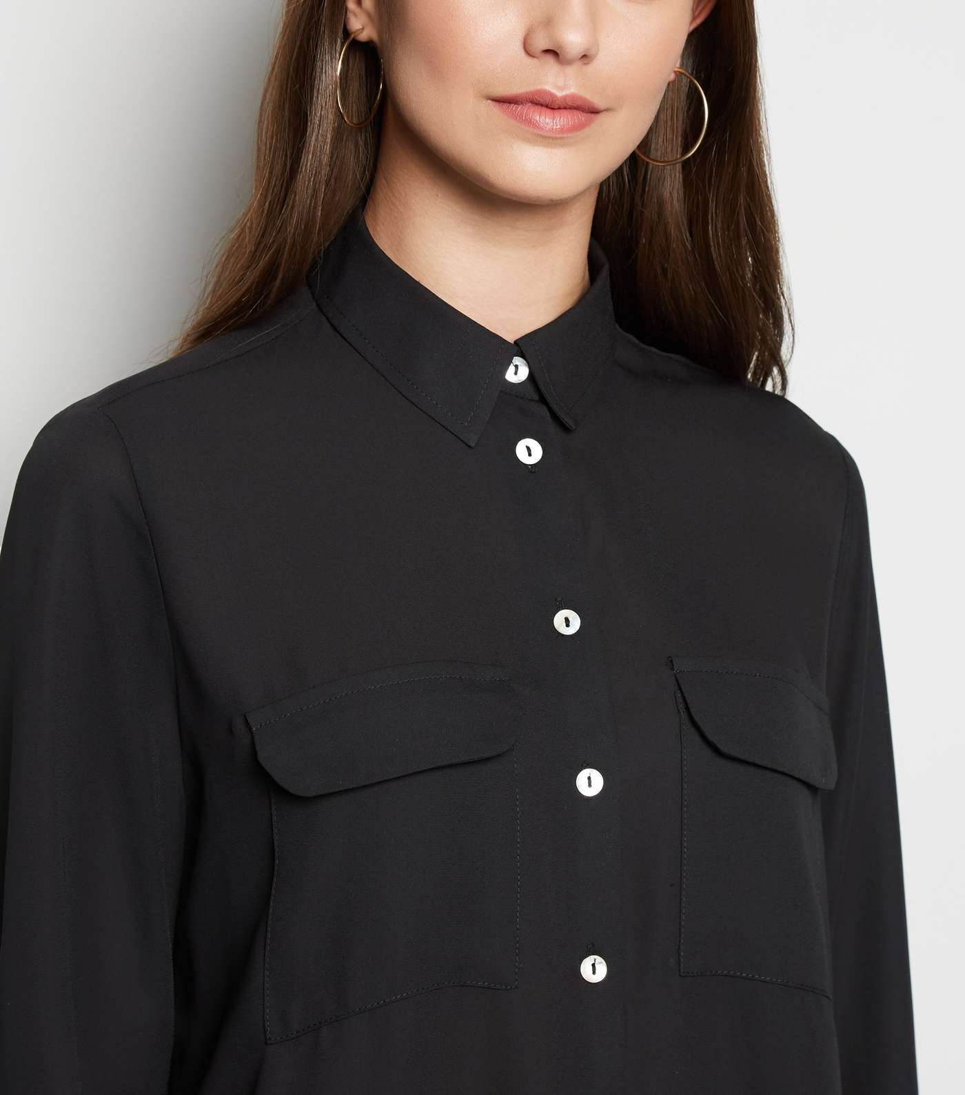 Black Utility Pocket Long Sleeve Shirt Image 5