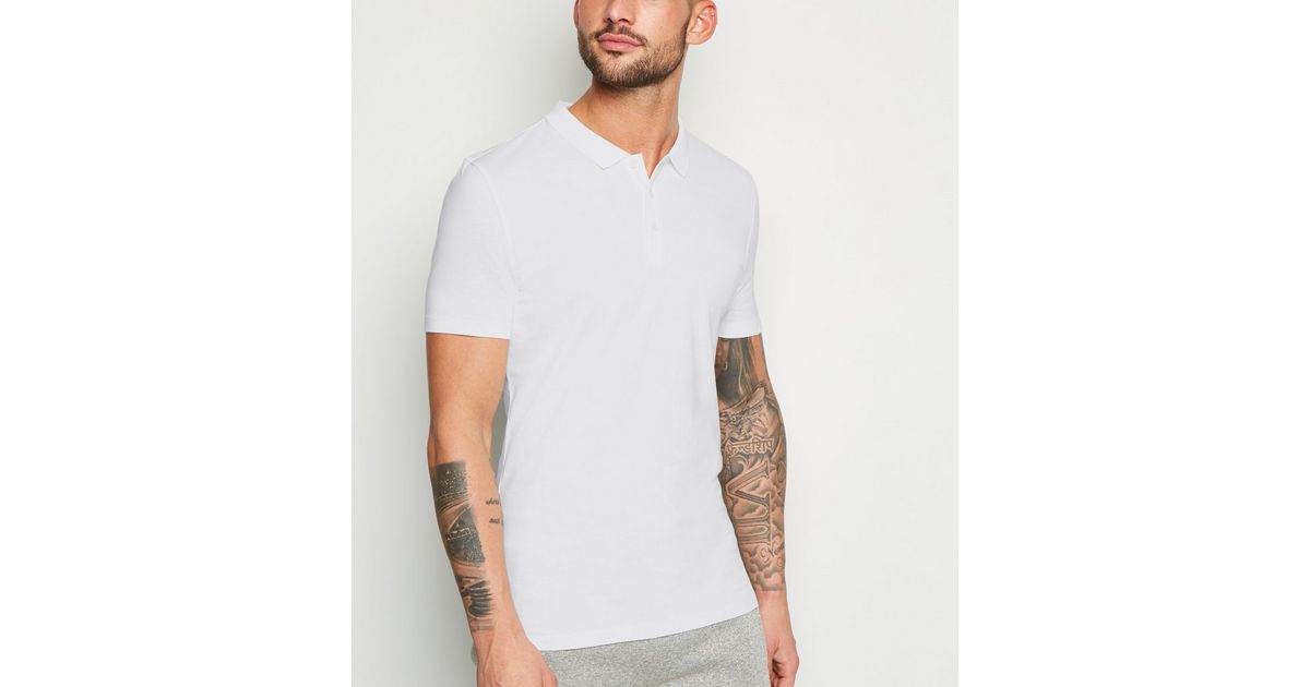 White Muscle Fit Polo Shirt New Look