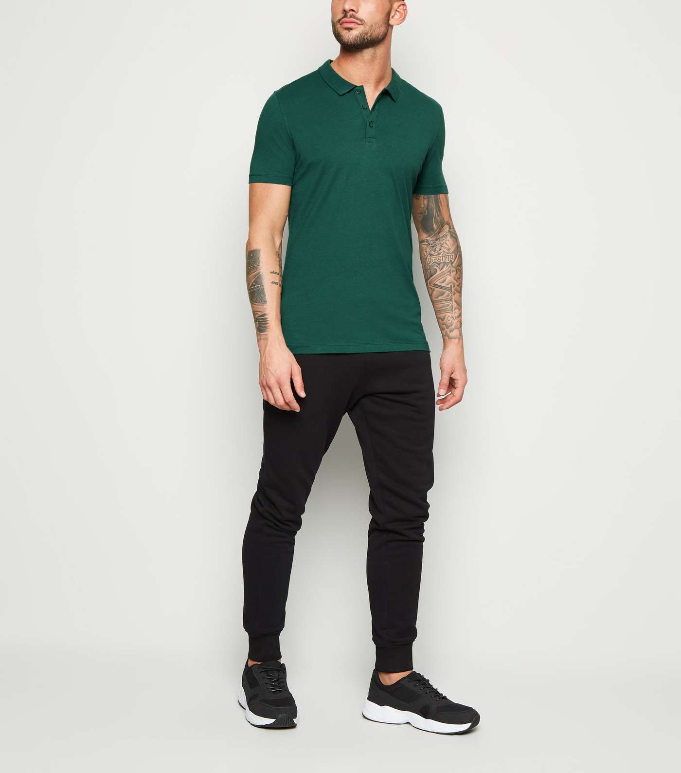 Dark Green Muscle Fit Polo Shirt Image 2