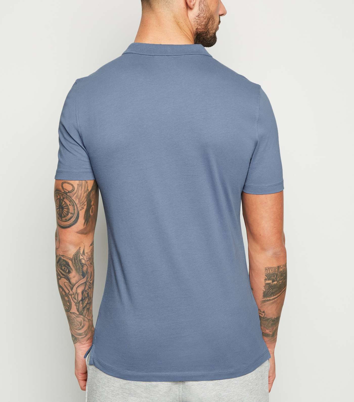 Blue Muscle Fit Polo Shirt Image 3