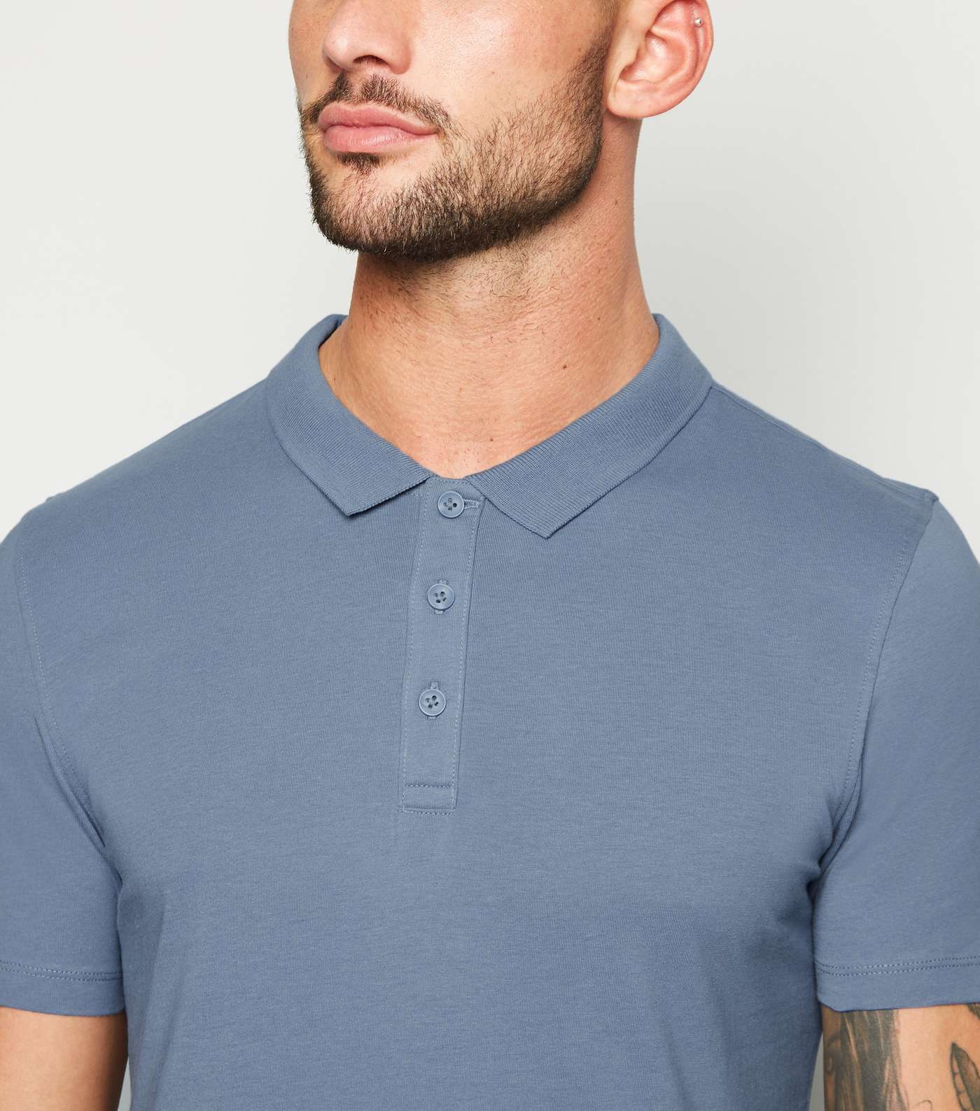 Blue Muscle Fit Polo Shirt Image 5