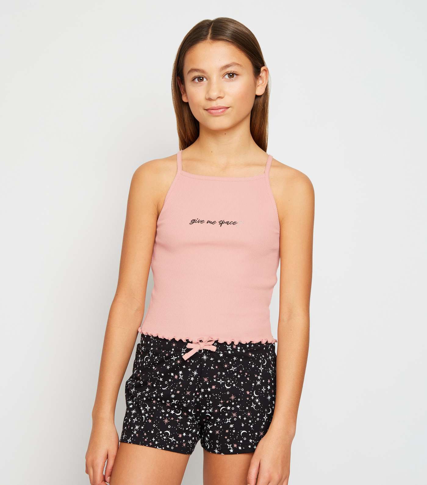 Girls Pink Give Me Space Star Slogan Pyjama Set