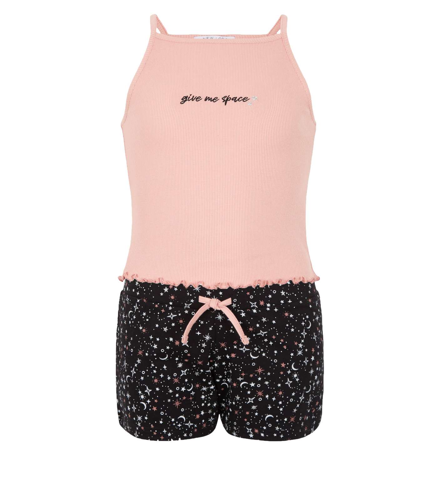 Girls Pink Give Me Space Star Slogan Pyjama Set Image 4