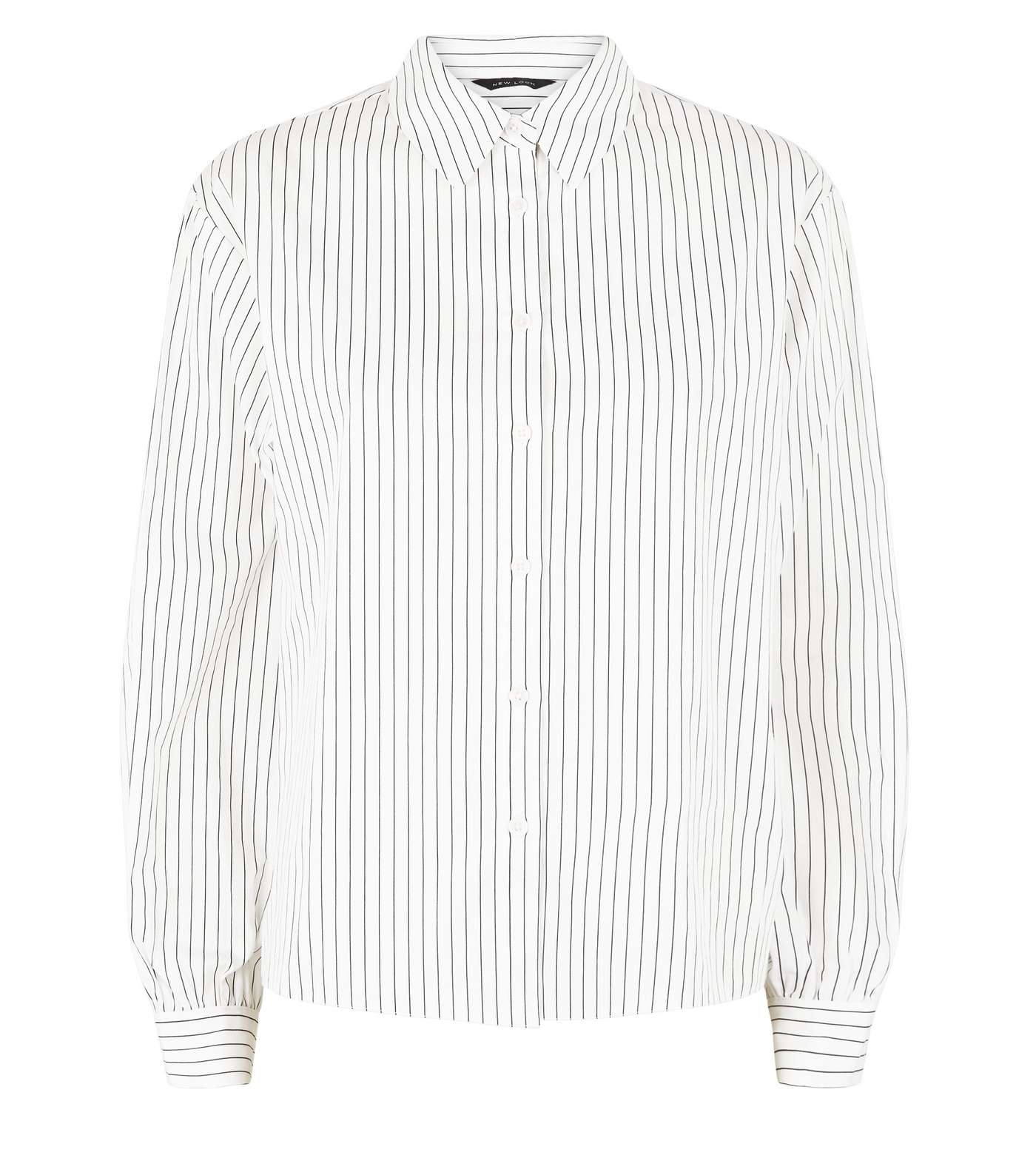 White Stripe Poplin Long Sleeve Shirt  Image 4