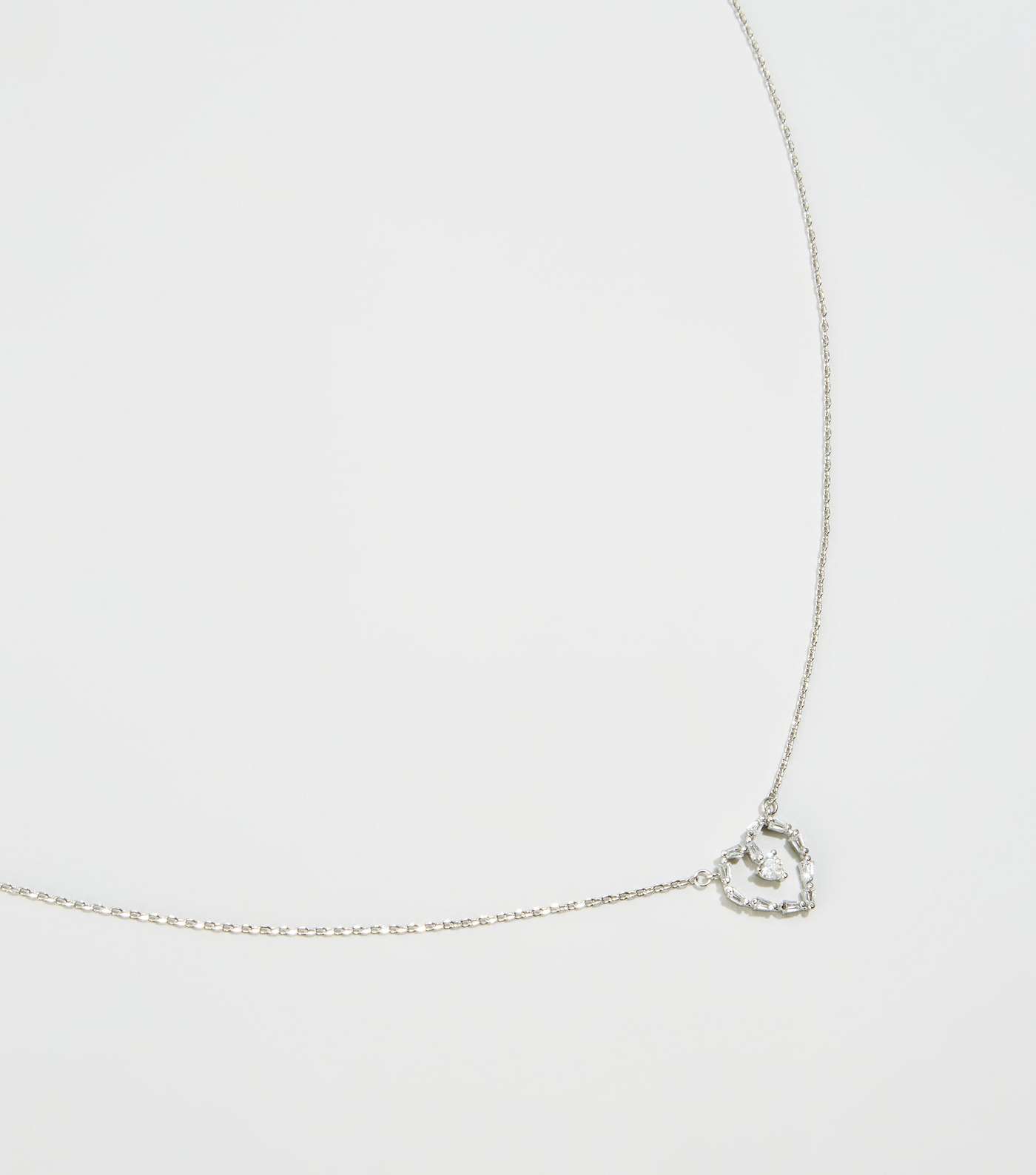 Silver Cubic Zirconia Heart Necklace Image 3
