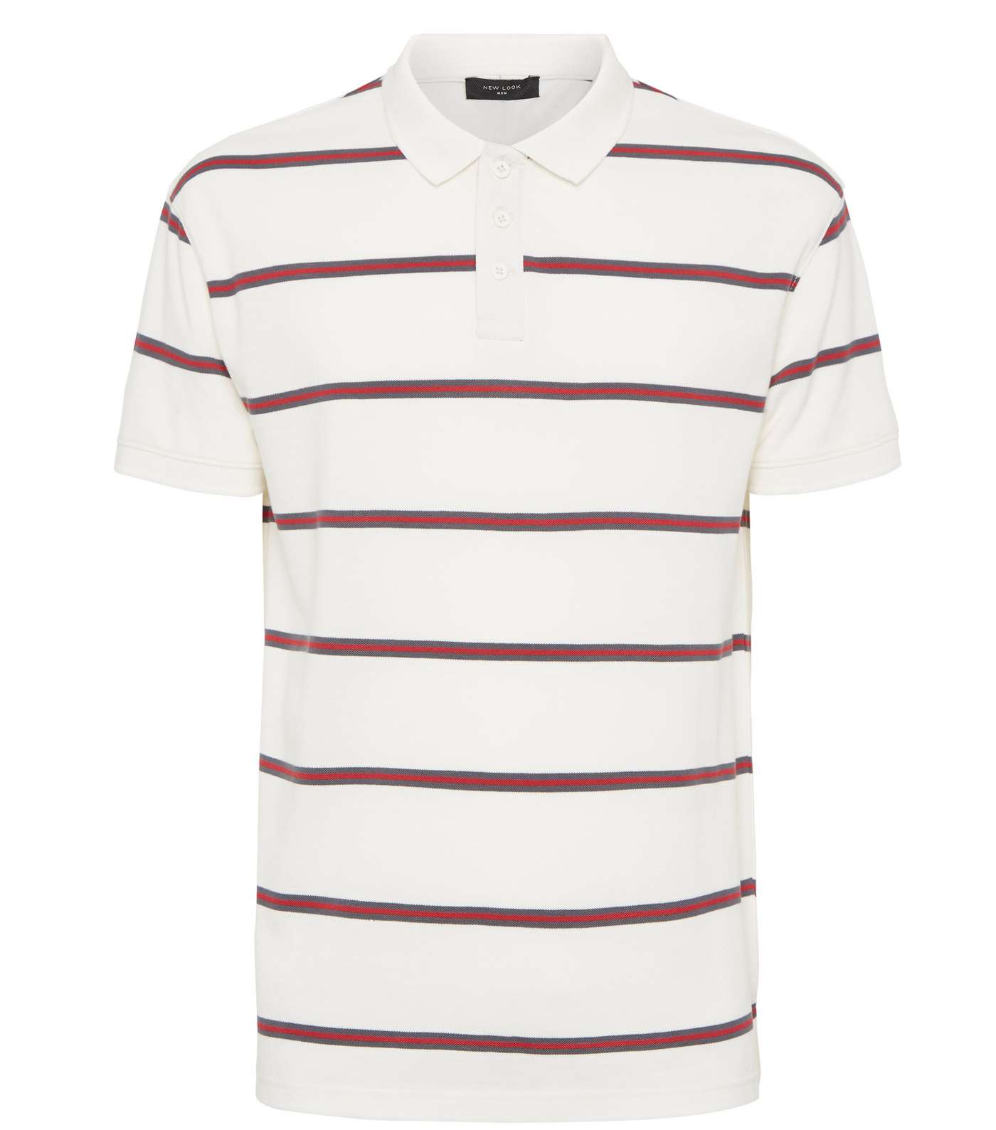 Off White Stripe Short Sleeve Polo Shirt Image 4
