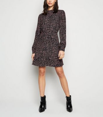 animal print high neck dress