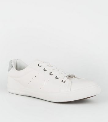 white leather wide fit trainers