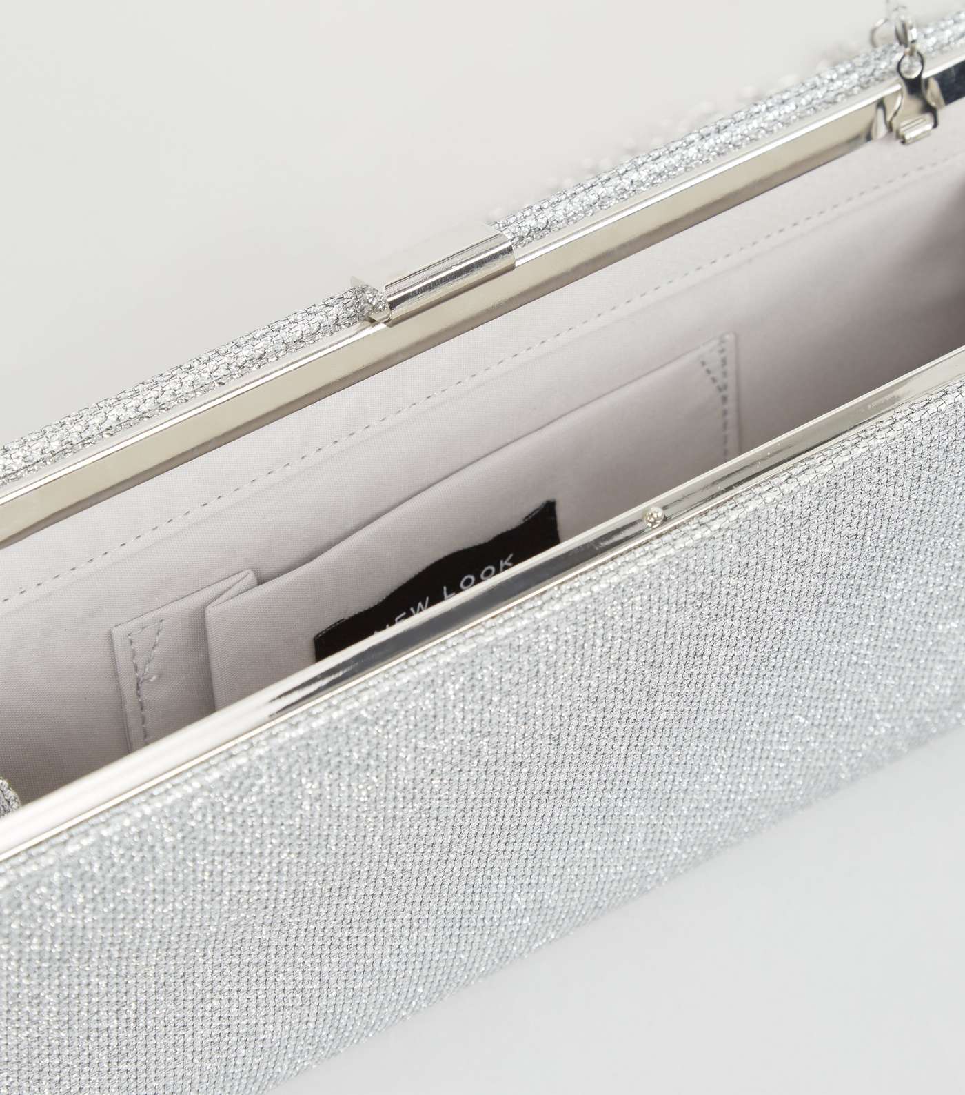Silver Glitter Clutch Bag Image 4