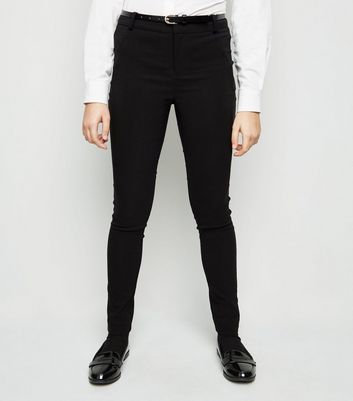 super skinny black school trousers