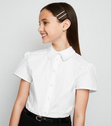 girls white collar shirt