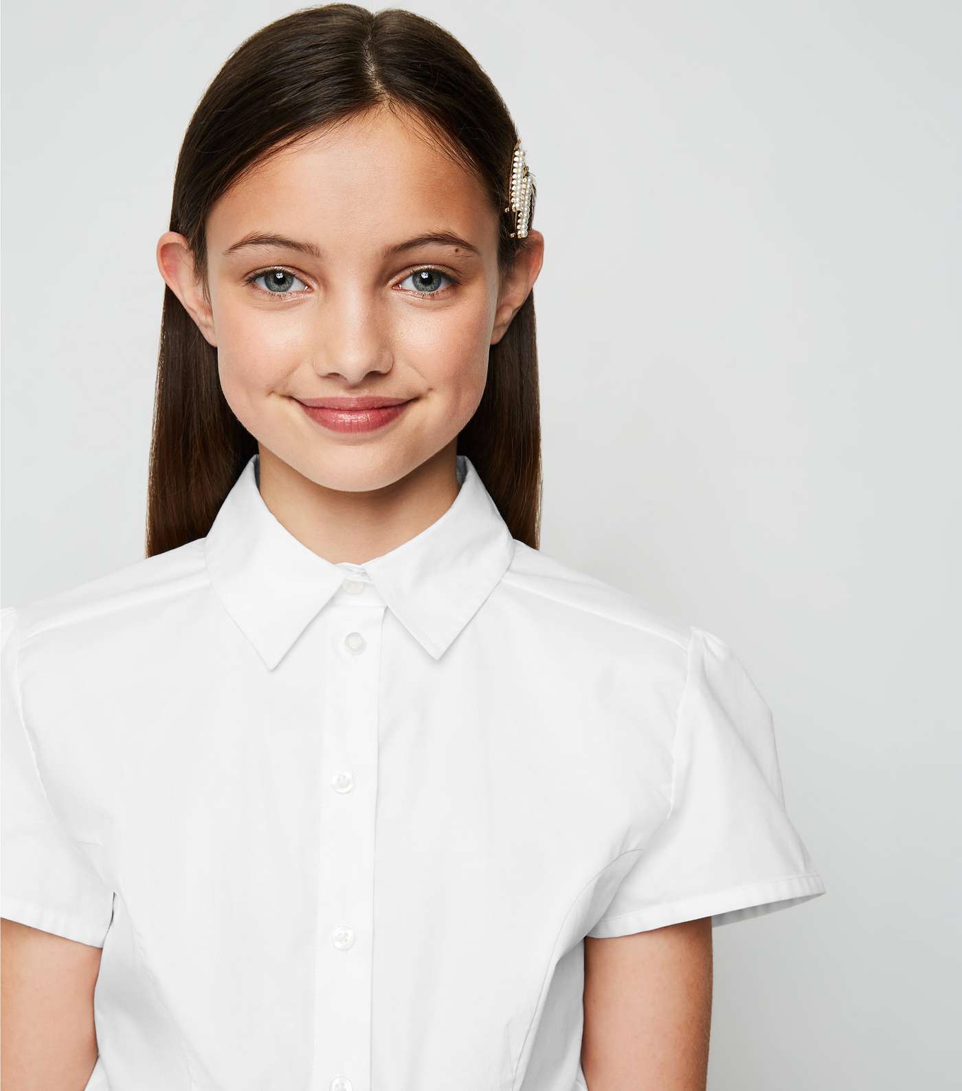 Girls White Short Sleeve Shirt Image 3