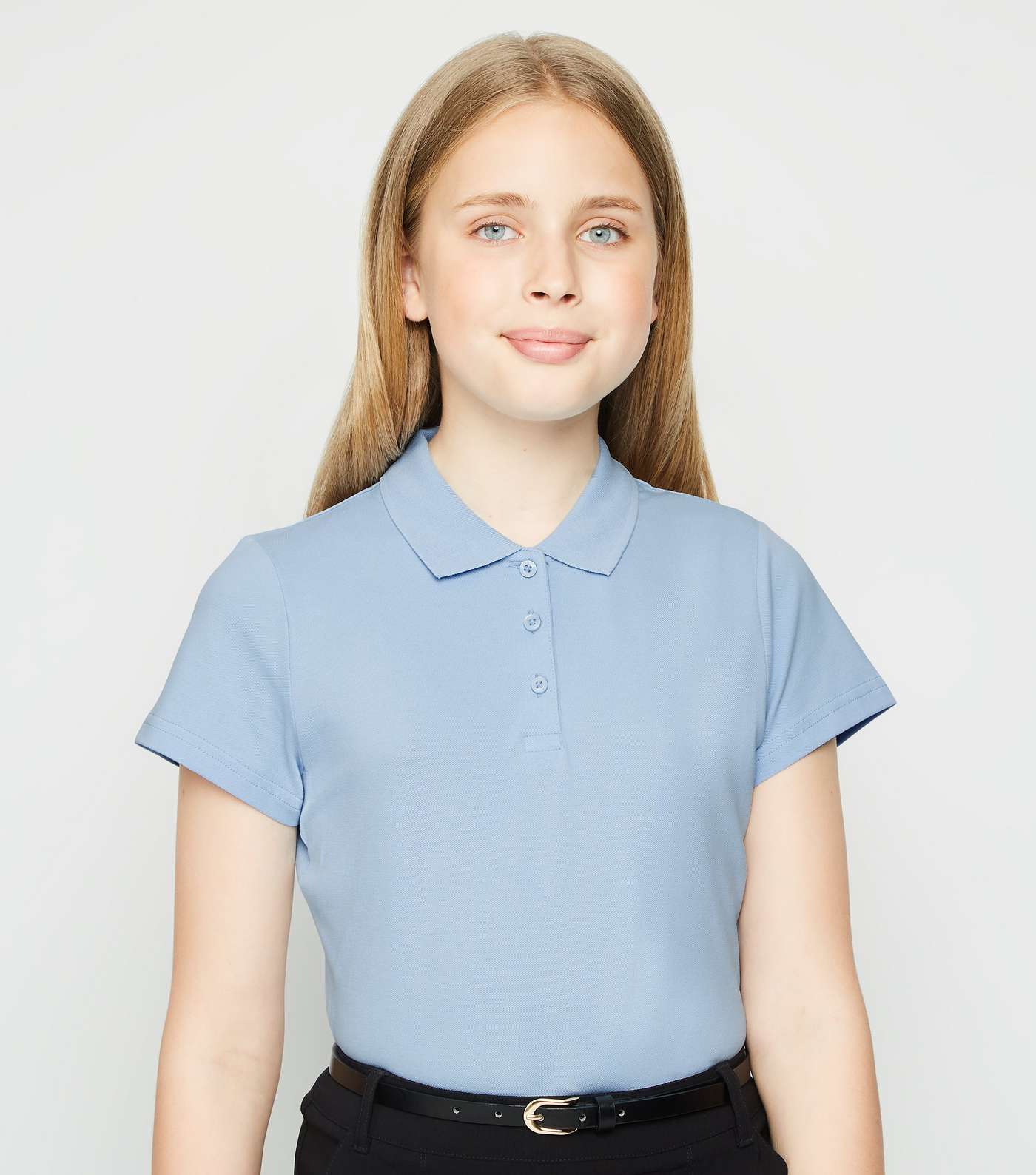 Girls Pale Blue Polo Shirt Image 2