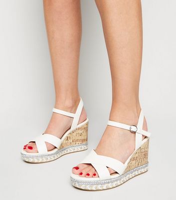 wide fit white wedges