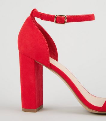 red suede block heels