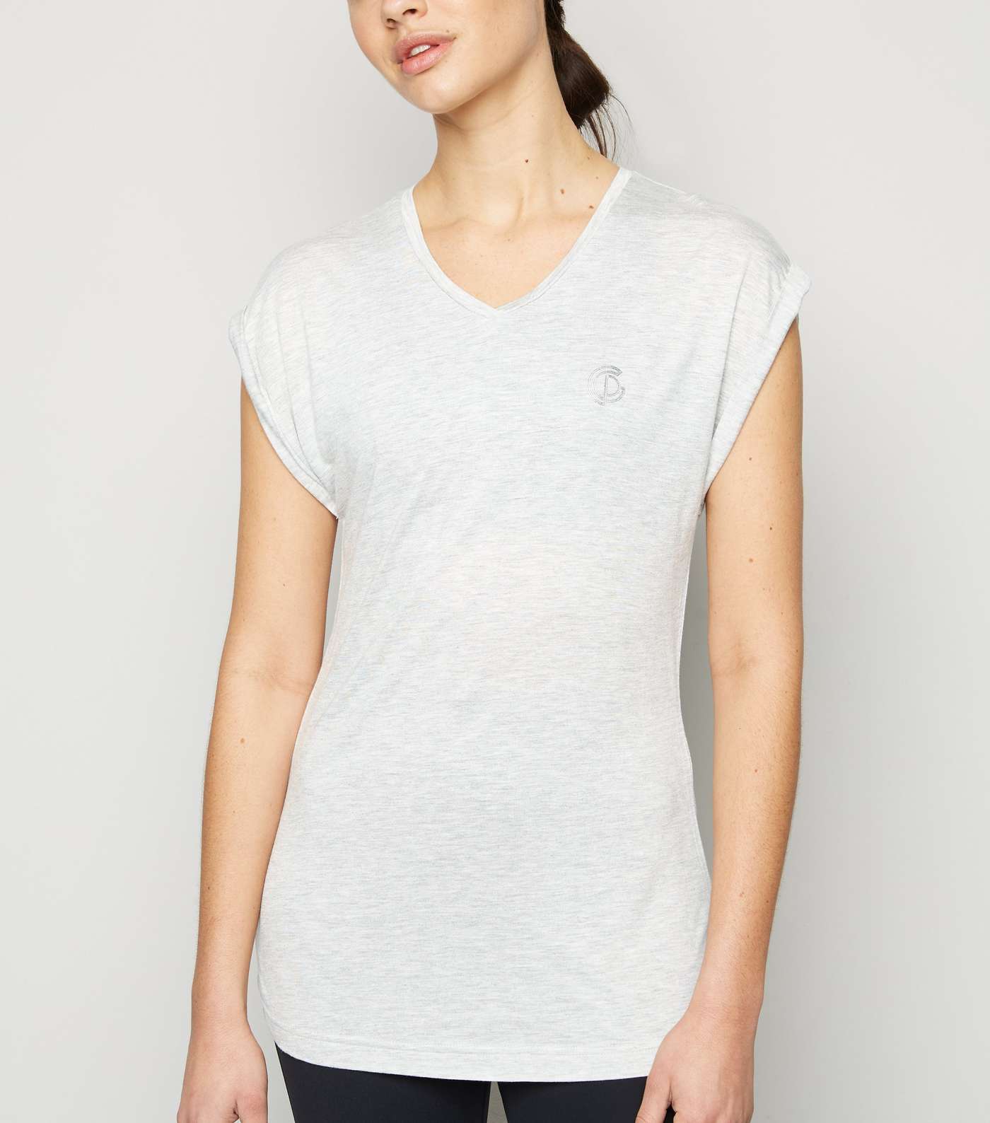 GymPro Grey Roll Sleeve Sports T-Shirt