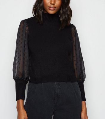 sweater with sheer sleeves