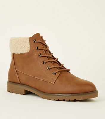 tan leather lace up boots