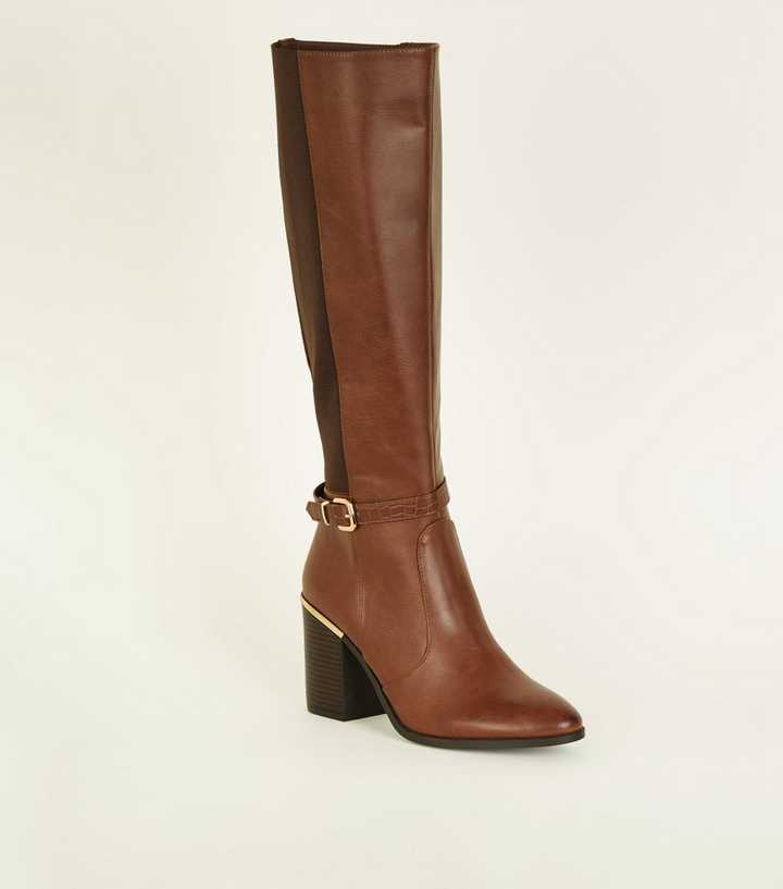 brown knee high boots new look