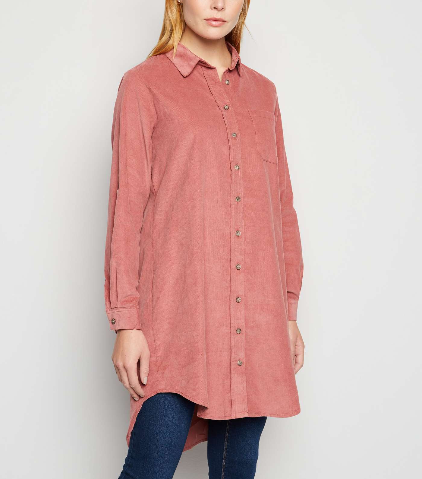Apricot Mid Pink Corduroy Shirt Dress