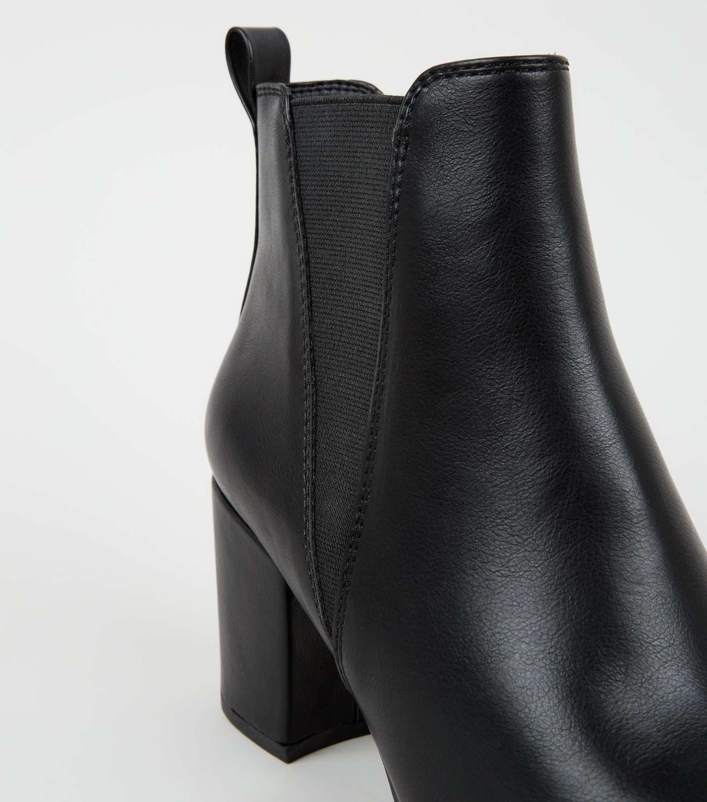 Wide Fit Black Pointed Block Heel Chelsea Boots Image 4