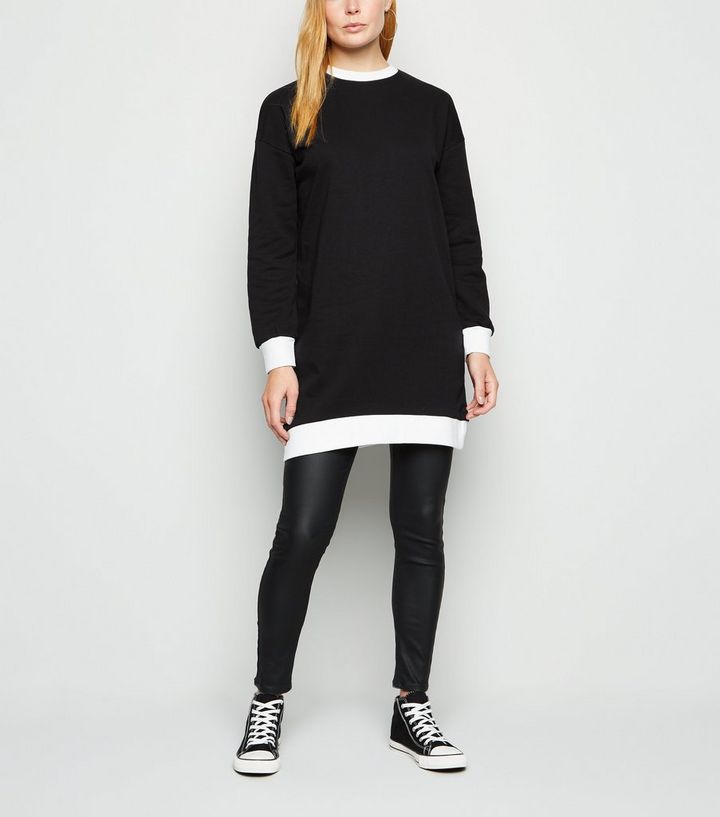 Influence Schwarzes Sweatshirt Kleid New Look