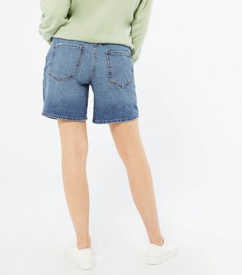 Image of Blue Boyfriend Denim Shorts New Look