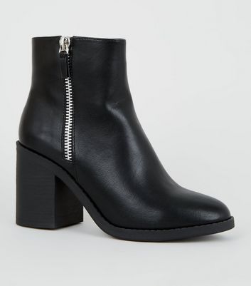 black zip heeled boots