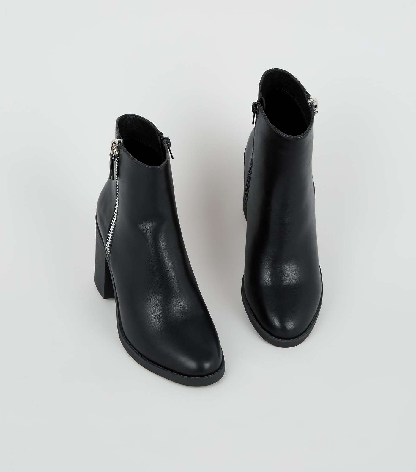 Black Zip Side Block Heel Boots Image 4