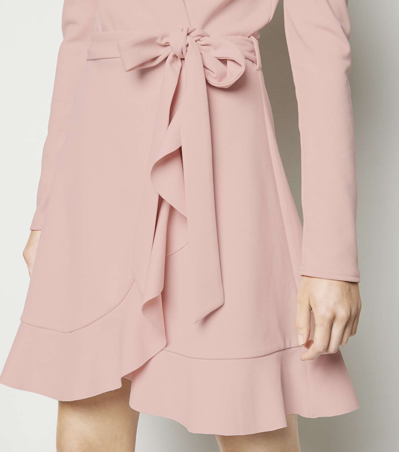 Pale Pink Puff Shoulder Mini Wrap Dress Image 5