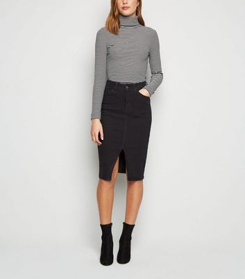 black jean pencil skirt