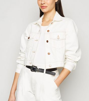 cropped white denim jacket