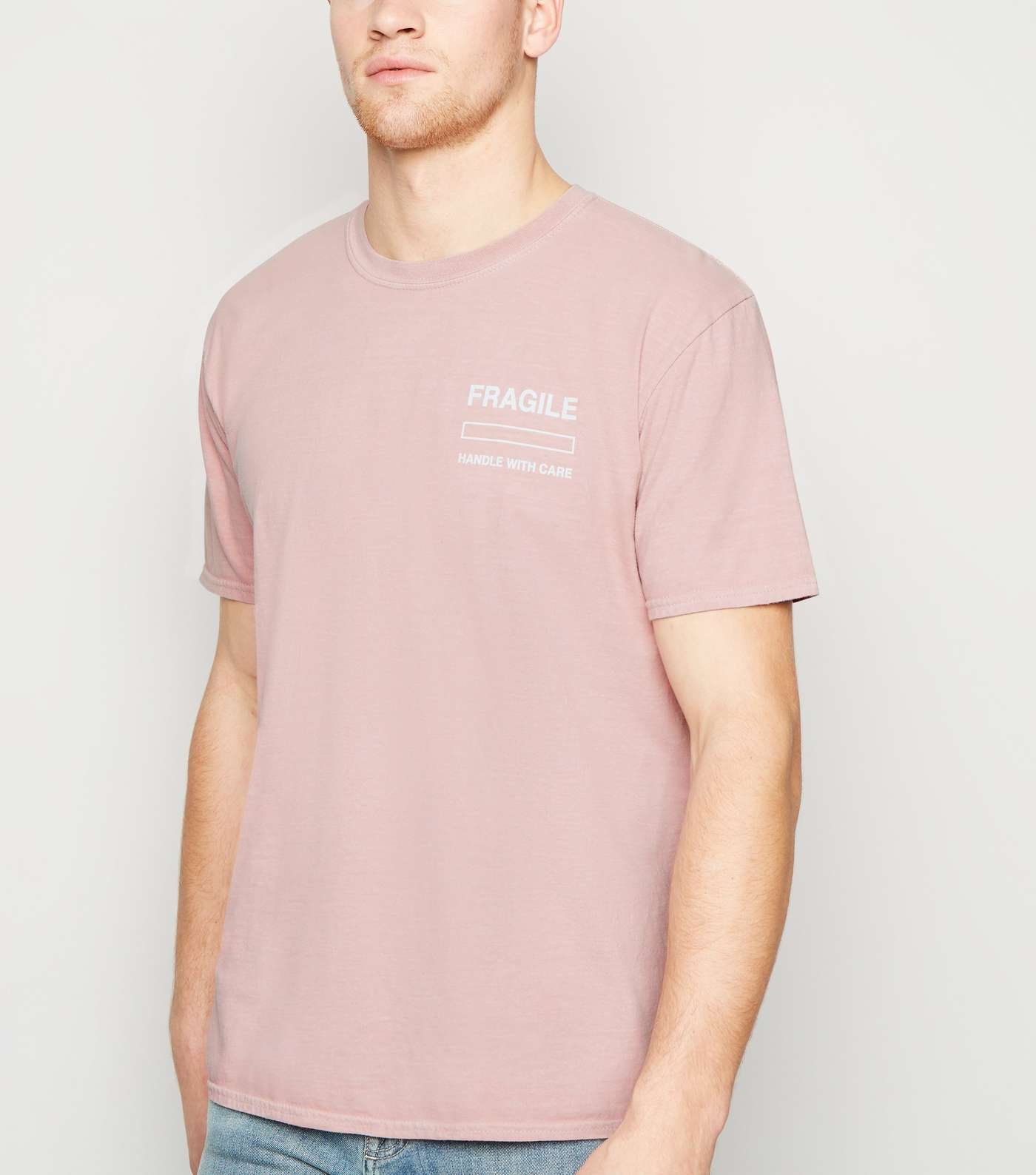 Mid Pink Fragile Slogan Oversized T-Shirt Image 2