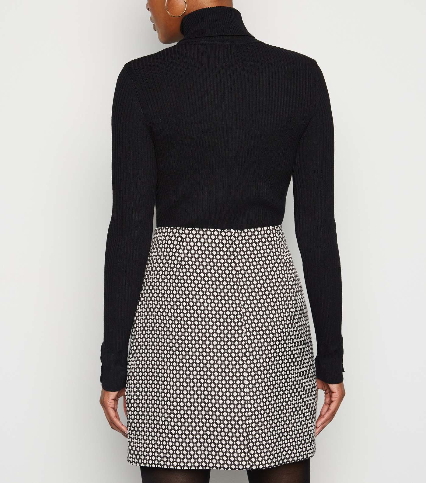 Black Geometric Zip Side Mini Skirt Image 3