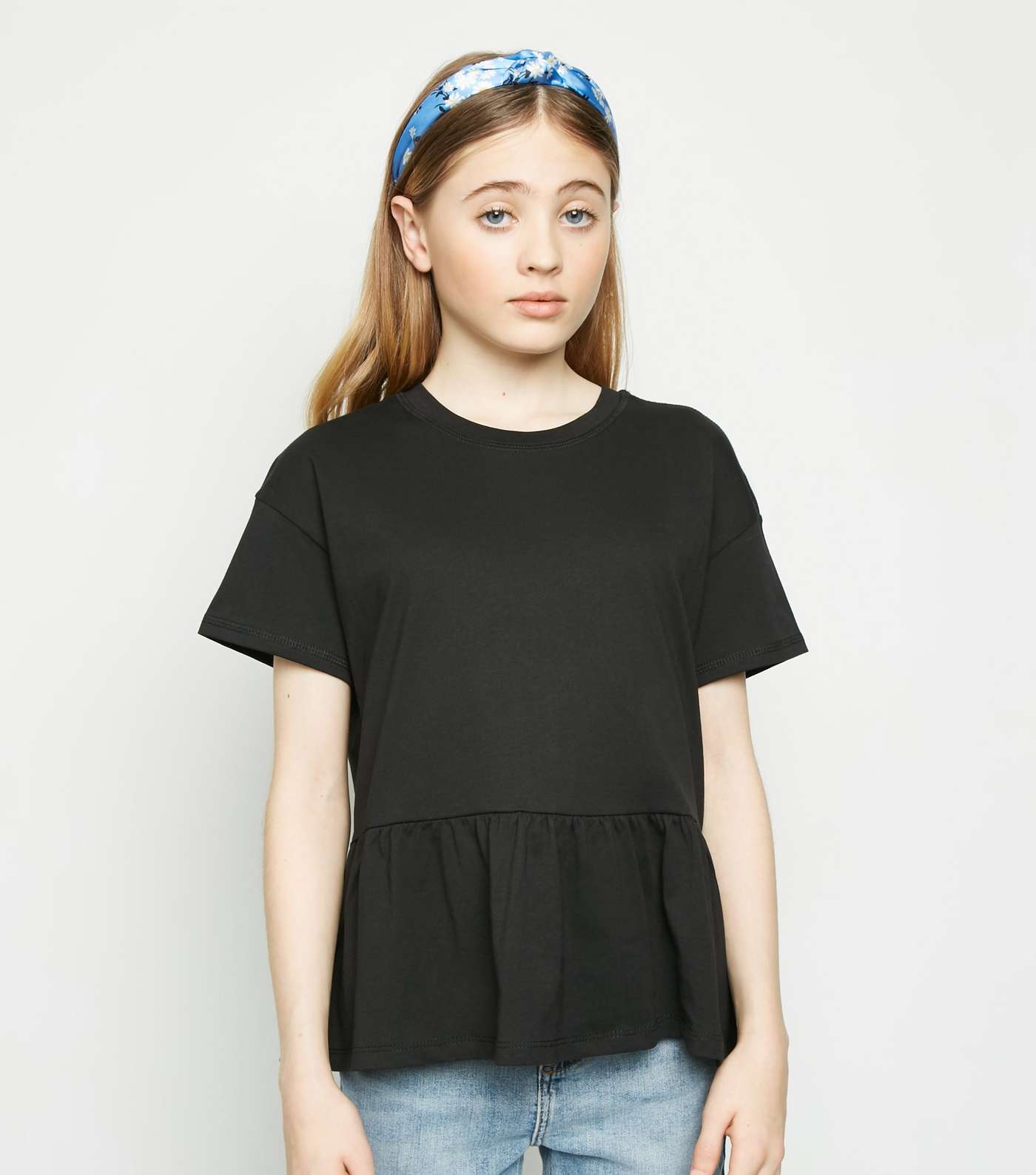 Girls Black Peplum T-Shirt