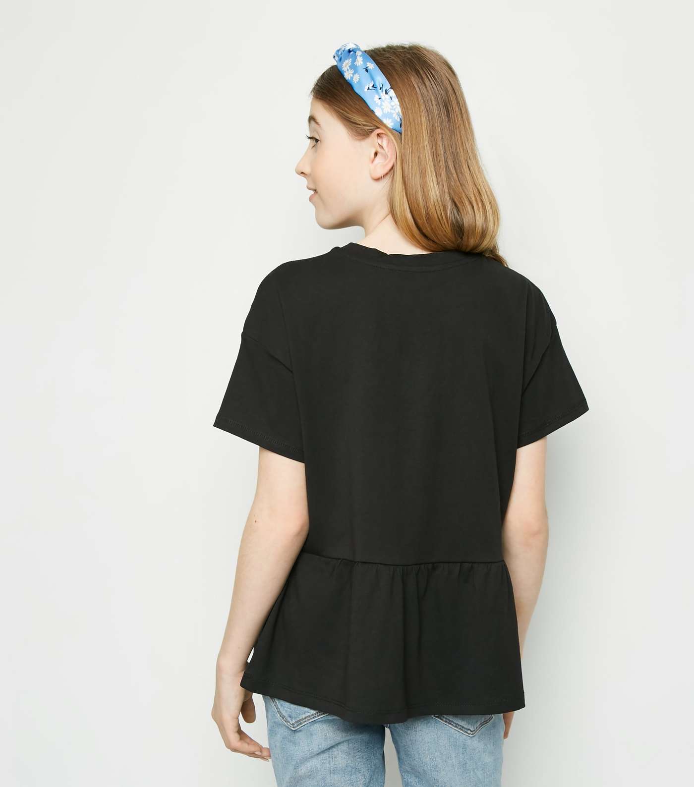 Girls Black Peplum T-Shirt Image 3